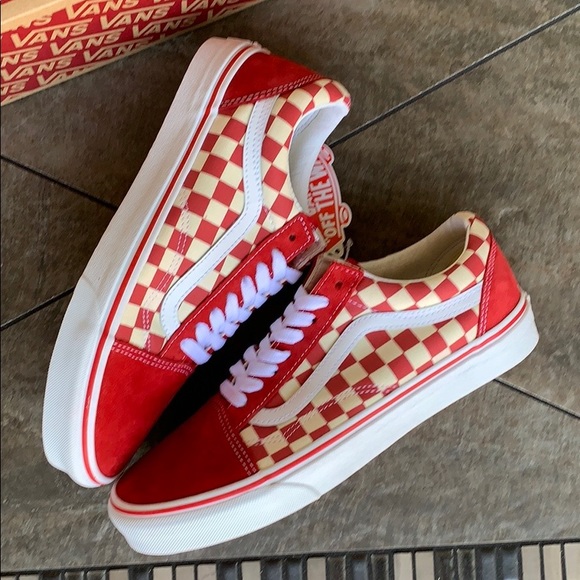 VANS OLD SKOOL PRIMARY CHECK Rng Red/White WMNS - Picture 3 of 16